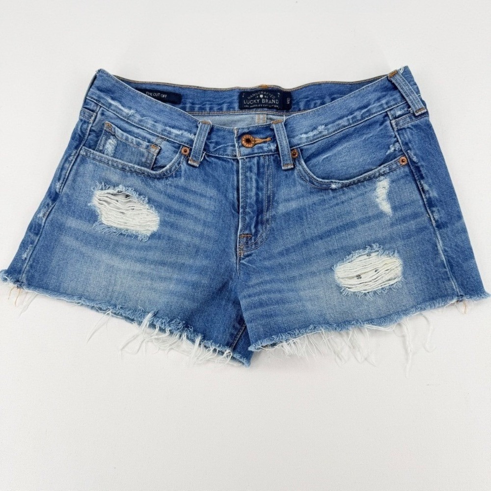 Lucky Brand The Cutoff Denim Shorts Womens Size 4 Distressed Raw Hem